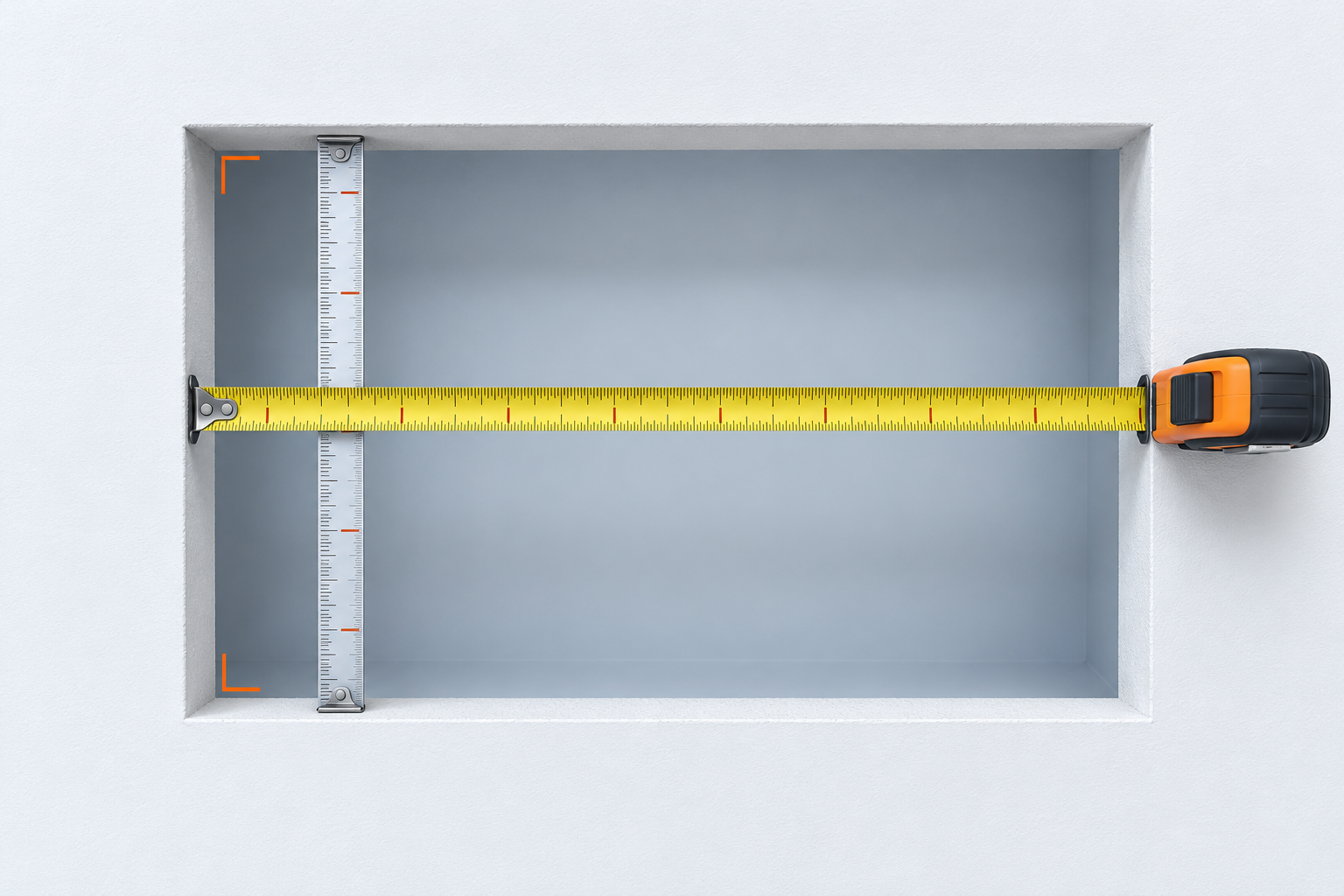 اندازهگیری عرض و ارتفاع دهانهٔ نصب دریچهٔ بازدید از لبهٔ داخلی